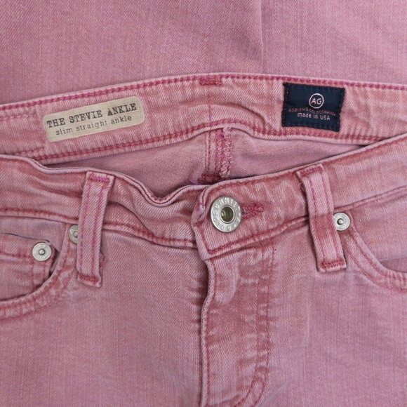 AG Adriano Goldschmied Womens 25 Stevie Ankle Slim Straight Pink Purple Jeans - Picture 7 of 13